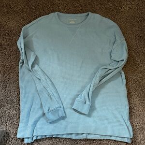 American Eagle Light Blue Waffle Knit Long Sleeve Shirt